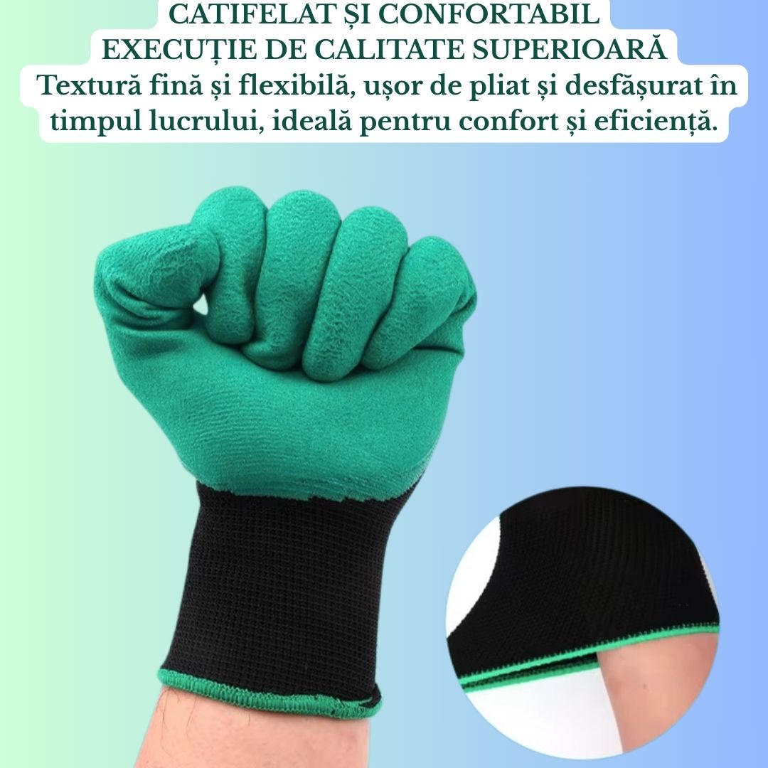 Set 2 x Manusi Gradinarit cu Gheare pentru Plantare si Sapat – Manusi Protectie Gradina Rezistente si Impermeabile