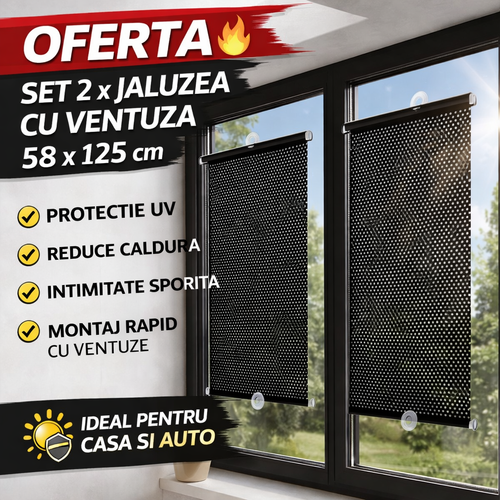 Set 2 X Jaluzele Cu Ventuza 58 X 125 Cm – Pentru Casa Si Masina