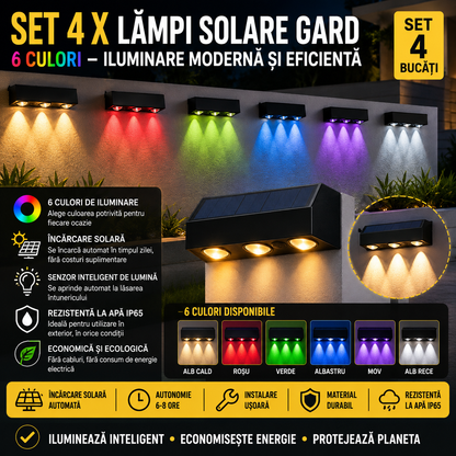 Set 4 x Lampi Solare Gard 6 Culori, Iluminare Automata, Rezistente La Apa