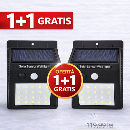 Set 2 x Lampa Solara LED cu Senzor de Miscare – Iluminare Automata pentru Curte și Intrare