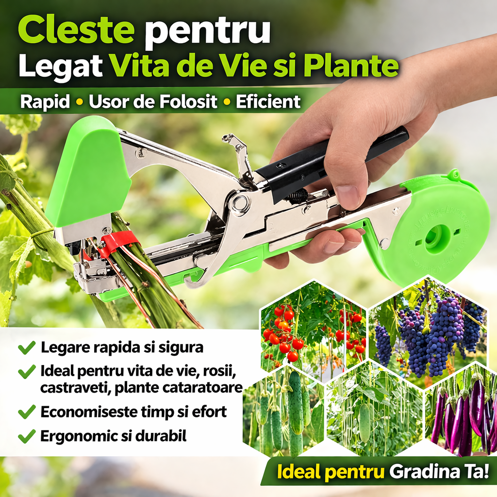 Aparat Profesional pentru Legat Vita de Vie si Legume – Clește Automat pentru Fixare Rapida si Sigura