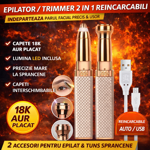Epilator facial si sprancene, portabil, reincarcabil, 2 in 1