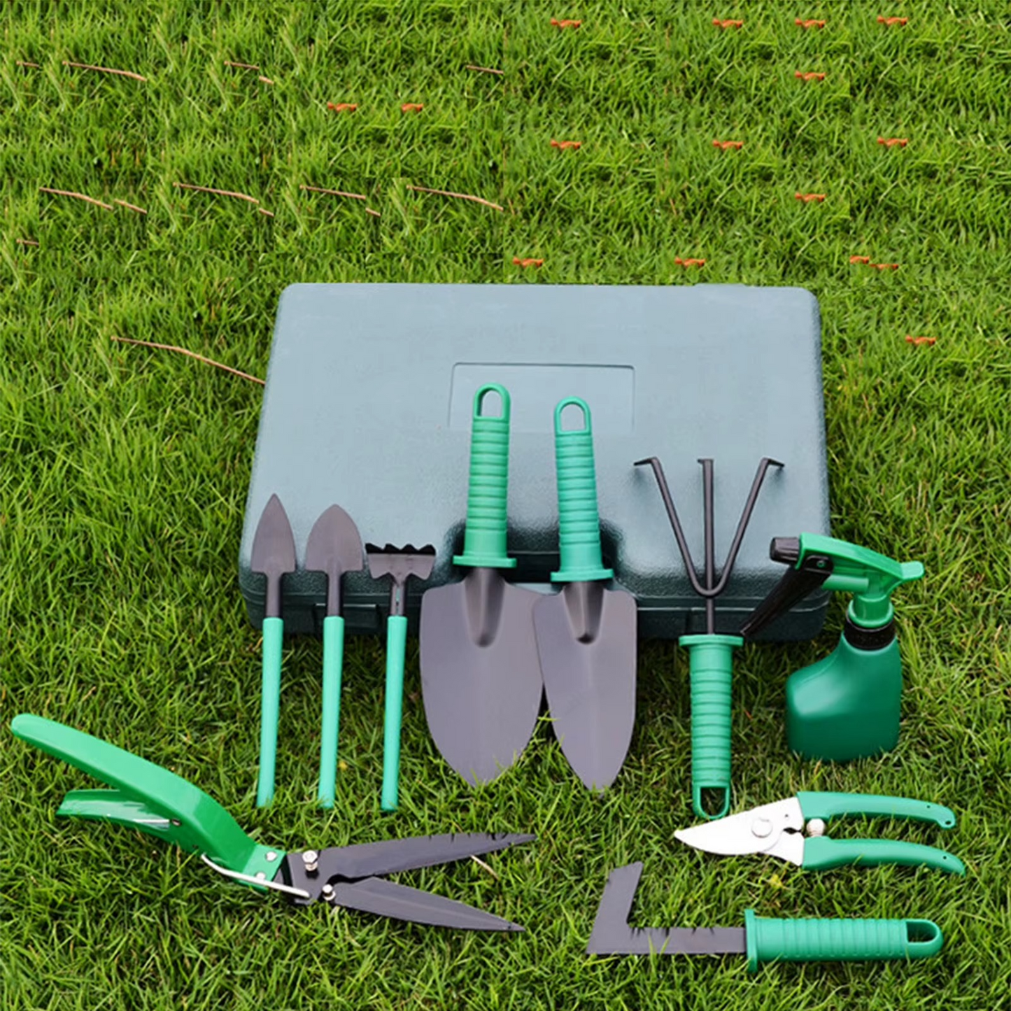 Set Profesional Unelte Gradina 10 Piese cu Cutie Depozitare – Kit Complet pentru Plantare, Tuns si Intretinere Gradina