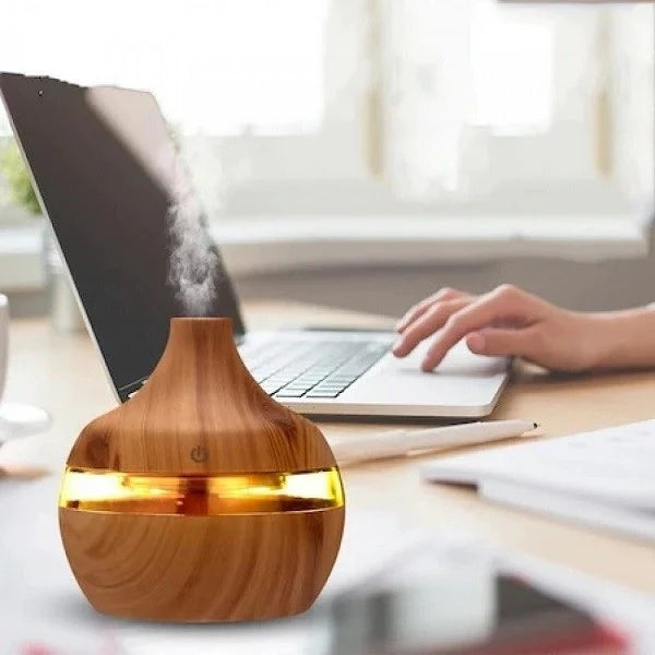 Difuzor Aromaterapie 1+1 si Cadou 24 Uleiuri Esentiale, LED, Silentios