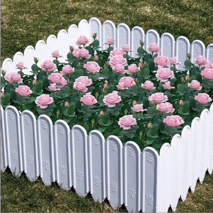 Set 6 Garduri Decorative Premium pentru Gradina, 20x22 cm, Alb Elegant, Lungime Totala 1.2m, Rezistente la Intemperii