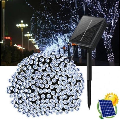 Decoratiune Solara Exterior 50m cu 500 LED Alb Rece – Ghirlanda Luminoasa pentru Gradina, Terasa, Curte, IP65