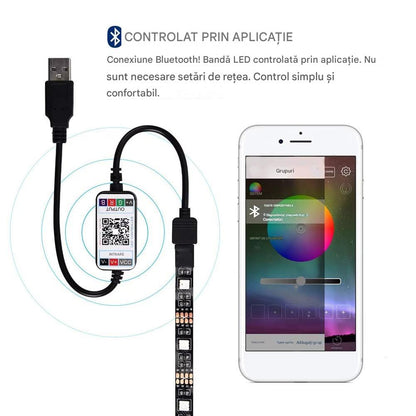 Banda LED RGB Smart 2M – Lumina Ambientala Premium Pentru TV