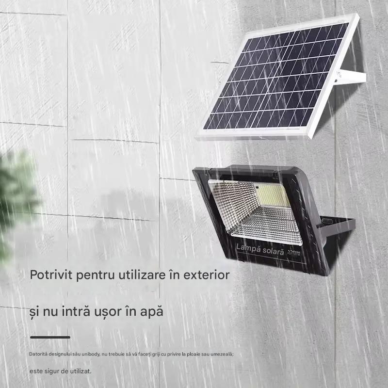 Proiector Solar LED 200W cu Panou Solar Separat – Lampa Exterior Puternica, IP65, Iluminare Curte, Gradina, Parcare