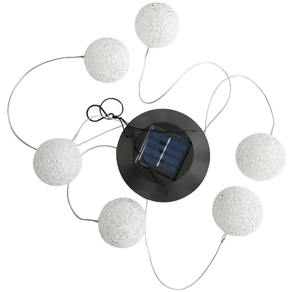 Lampa Solara Decorativa Suspendata cu 6 Globuri LED RGB – Iluminat Exterior Gradina, Terasa, Balcon, Schimbare Culori Automata
