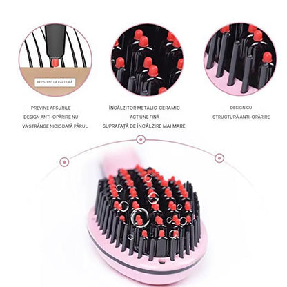 Perie De Indreptat Parul Profesionala Cu Ioni – Afisaj LCD, Anti-Frizz, Rezultat Neted