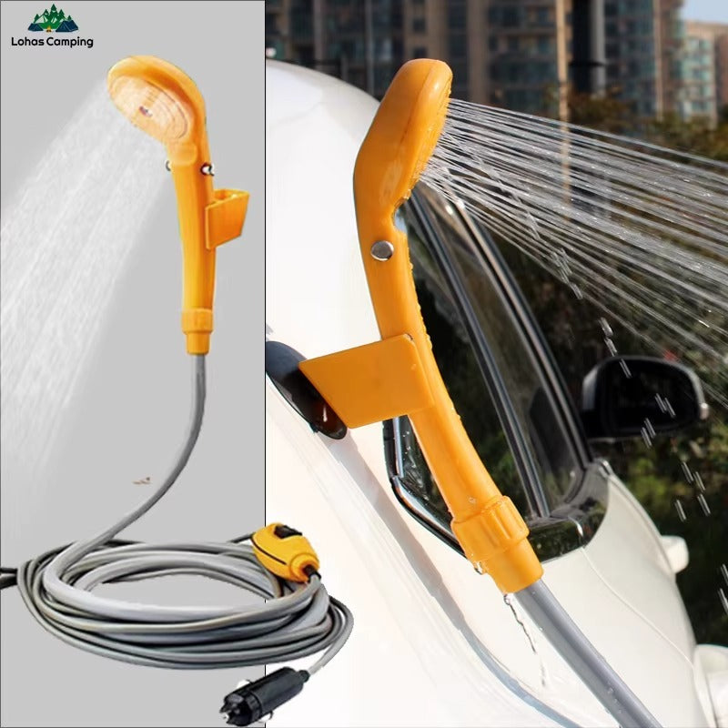 Dus Portabil Electric 12V / 220V pentru Camping, Gradina si Calatorii, Pompa Electrica, Cap Dus cu Presiune Constanta