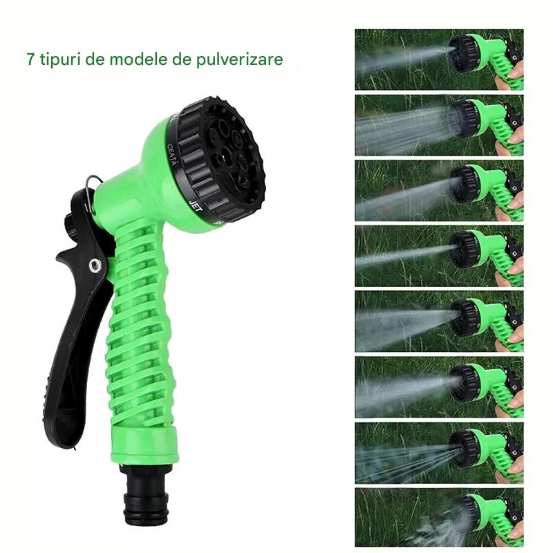 Furtun Extensibil Gradina 30 Metri cu Accesoriu Multifunctional de Stropit – Furtun Elastic pentru Udat, Spalat si Irigat