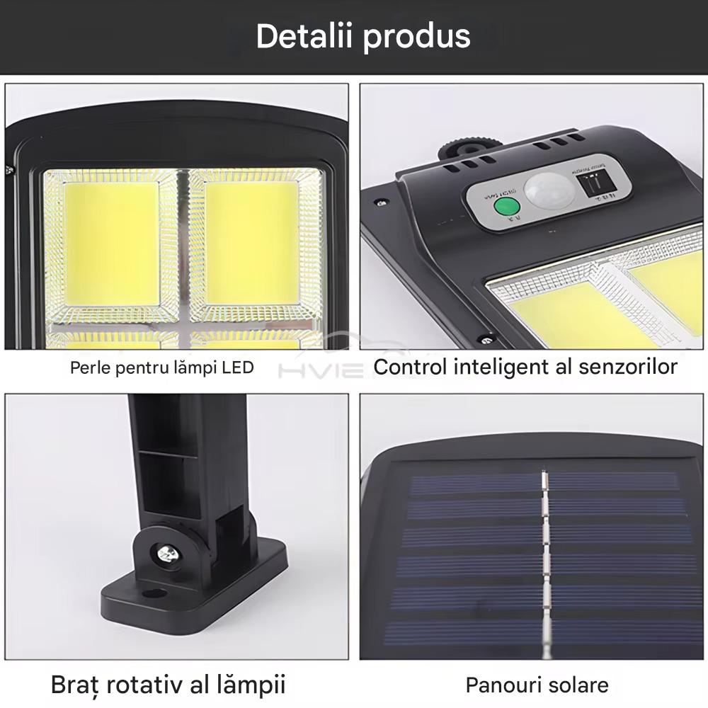 Set 4 x Proiector Solar cu 6 Celule si Senzor – Iluminare Puternica si Economica pentru Exterior