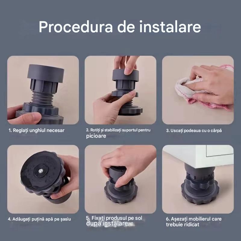 Set 4 x Picioruse Reglabile Pentru Masina de Spalat, Anti-zgomot si Antiderapante