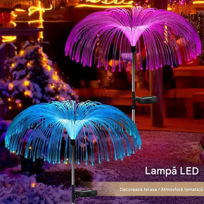 Set 2 x Lampa Solara Tip Palmier LED Multicolora pentru Gradina