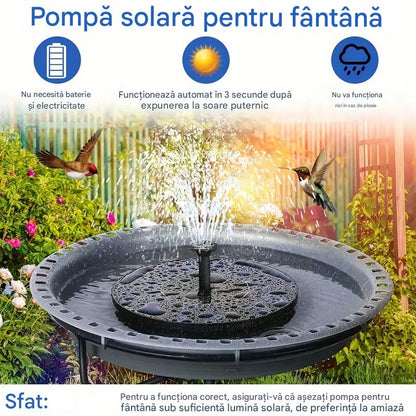 Fantana Arteziena Solara IPX8, 160x160 mm – Pompa Apa cu Panou Solar pentru Gradina, Iaz si Decor Exterior