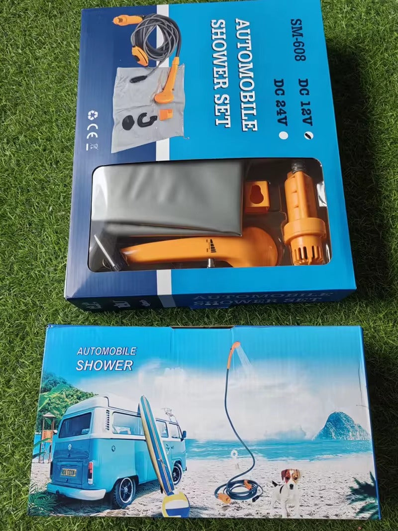 Dus Portabil Electric 12V / 220V pentru Camping, Gradina si Calatorii, Pompa Electrica, Cap Dus cu Presiune Constanta