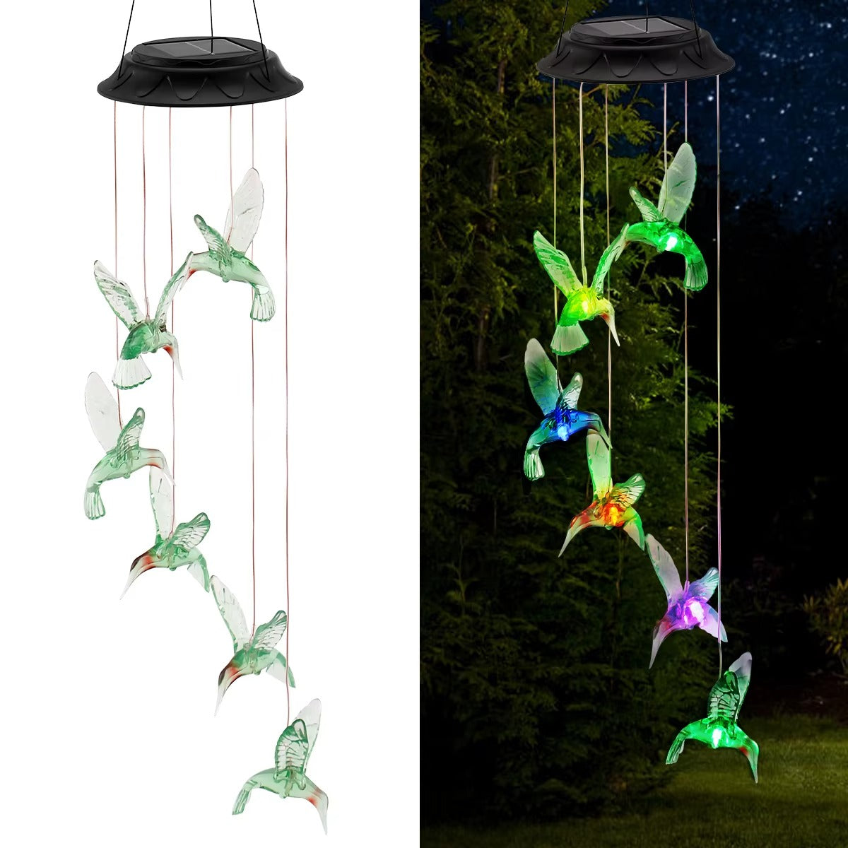 Lampa Solara Suspendata cu Fluturi LED Multicolor – Decoratiune Gradina si Terasa, Efect Luminos RGB, Incarcare Solara Automata