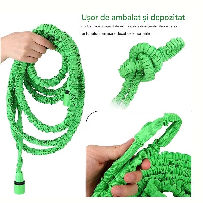 Furtun Extensibil Gradina 60 Metri cu Accesoriu Multifunctional de Stropit – Furtun Elastic pentru Udat, Spalat si Irigat