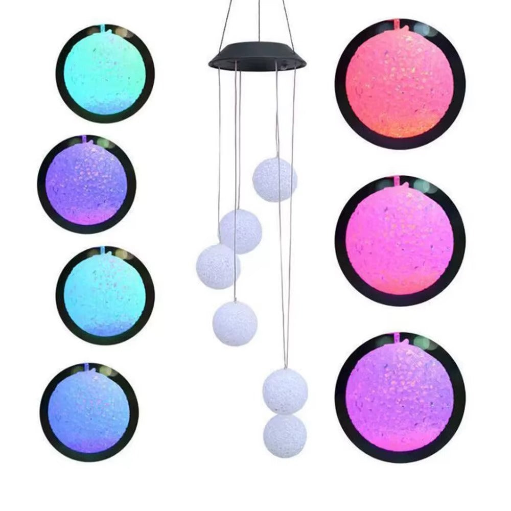 Lampa Solara Decorativa Suspendata cu 6 Globuri LED RGB – Iluminat Exterior Gradina, Terasa, Balcon, Schimbare Culori Automata