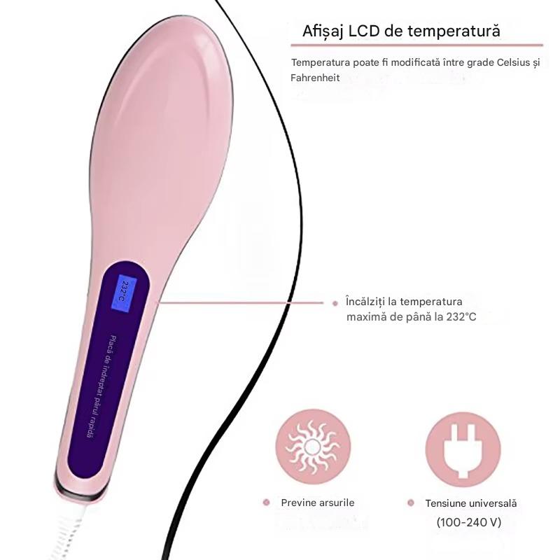 Perie De Indreptat Parul Profesionala Cu Ioni – Afisaj LCD, Anti-Frizz, Rezultat Neted