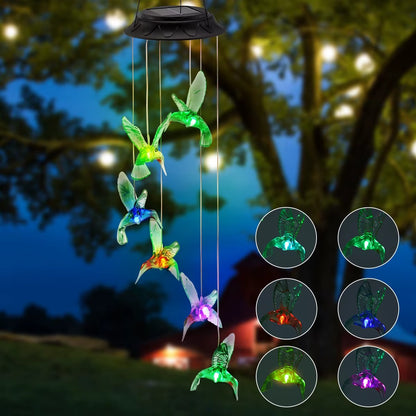 Lampa Solara Suspendata cu Fluturi LED Multicolor – Decoratiune Gradina si Terasa, Efect Luminos RGB, Incarcare Solara Automata
