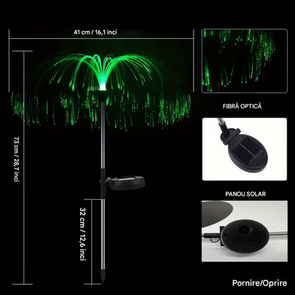Set 4 x Lampa Solara Tip Palmier LED Multicolora pentru Gradina – Efect Foc de Artificii