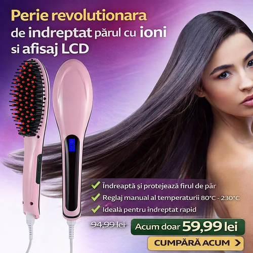 Perie De Indreptat Parul Profesionala Cu Ioni – Afisaj LCD, Anti-Frizz, Rezultat Neted