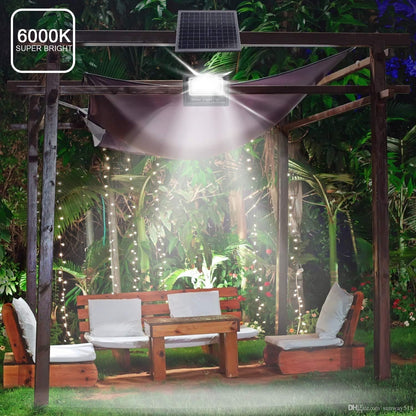 Proiector Solar LED 200W cu Panou Solar si Telecomanda, IP67, Afisaj Digital Baterie, Iluminare Puternica Exterior Curte Gradina