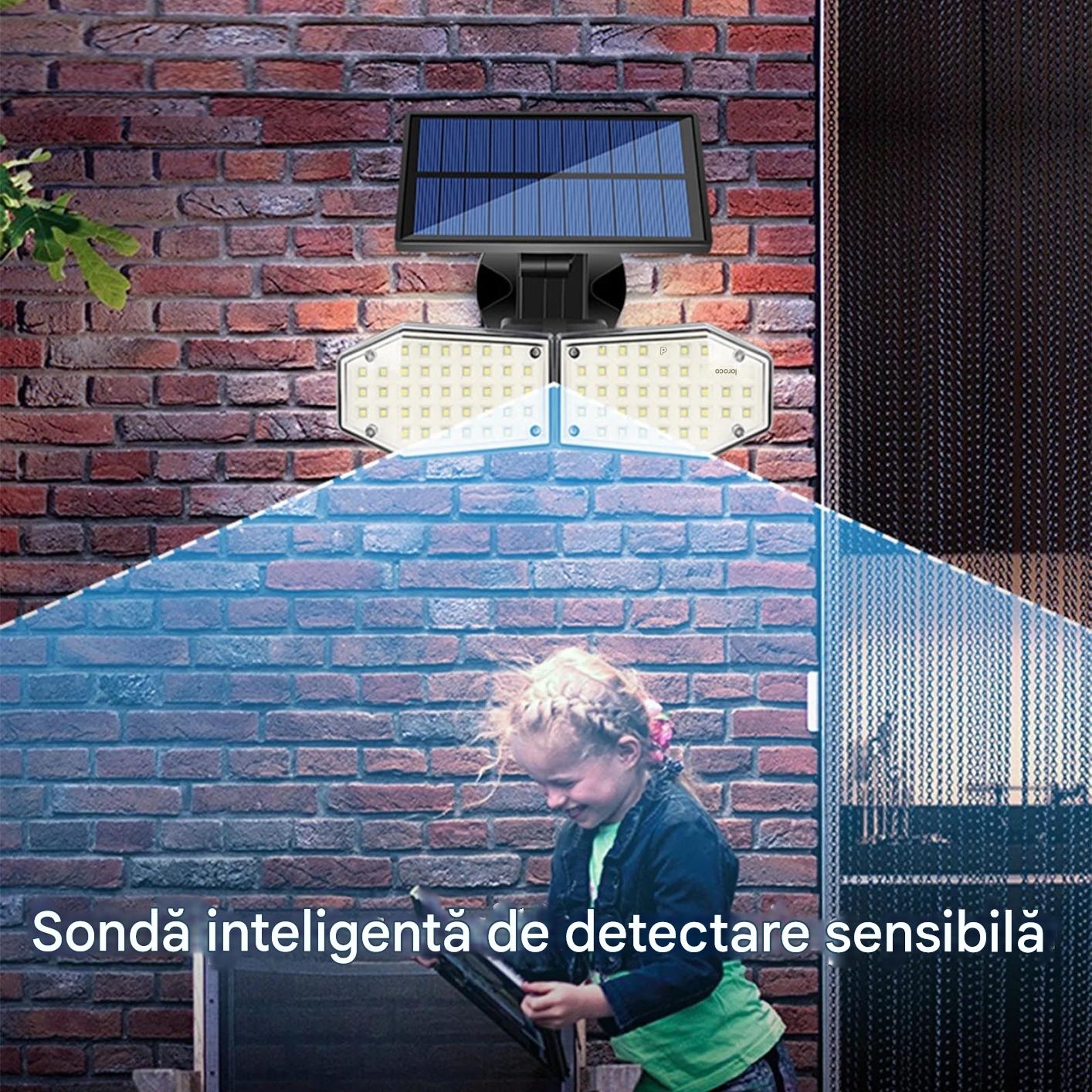 Lampa Solara 78 LED cu Senzor Miscare si Panou Solar Reglabil