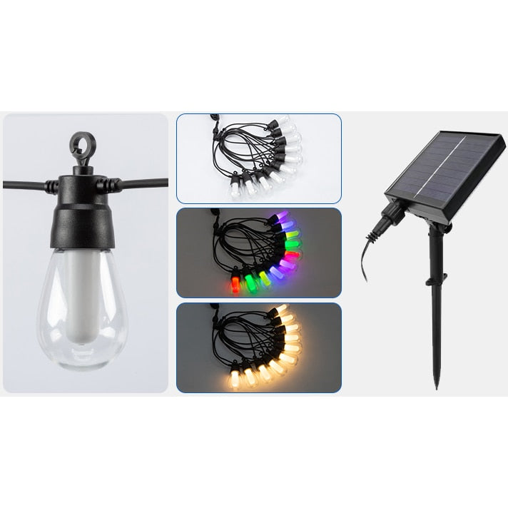 Ghirlanda Solara LED 10 Metri Premium – Iluminare RGB Color si Alb Cald cu Telecomanda pentru Gradina si Terasa