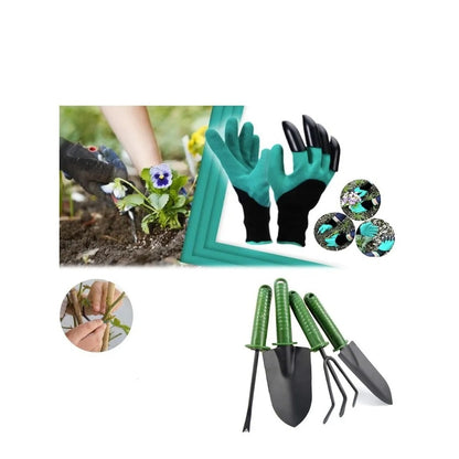 Set Unelte Gradina 4 Piese cu Manusi pentru Plantare – Lopatica, Grebla, Cultivator si Accesorii pentru Gradinarit