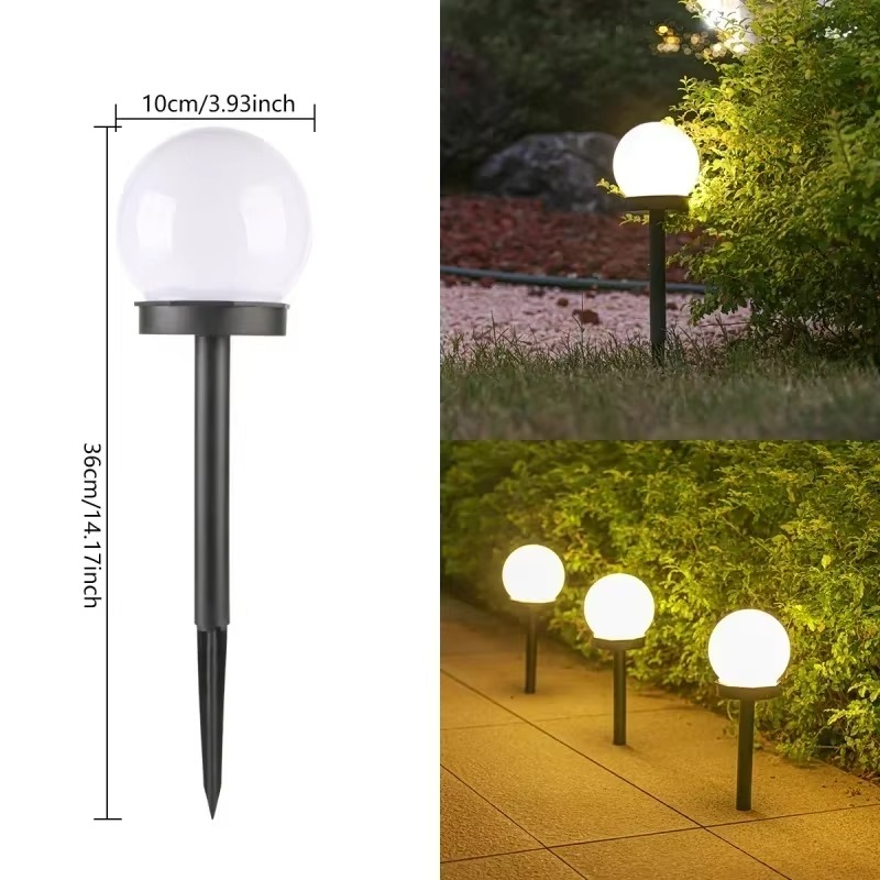 Set 3 x Lampa Solara Gradina Glob, Rezistenta IP44, Iluminare Ambientala Exterior, Ideala pentru Alei, Curte si Gradina