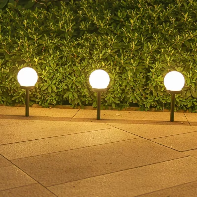 Set 3 x Lampa Solara Gradina Glob, Rezistenta IP44, Iluminare Ambientala Exterior, Ideala pentru Alei, Curte si Gradina