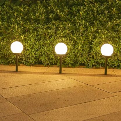 Set 12 x Lampa Solara Gradina Glob, Rezistenta IP44, Iluminare Ambientala Exterior, Ideala pentru Alei, Curte si Gradina