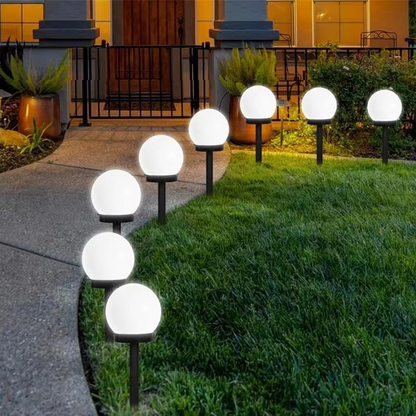 Set 12 x Lampa Solara Gradina Glob, Rezistenta IP44, Iluminare Ambientala Exterior, Ideala pentru Alei, Curte si Gradina