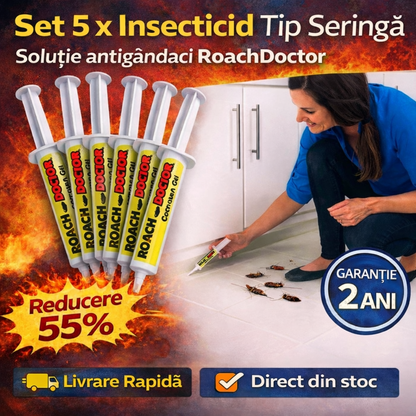 Set 5x Insecticid Tip Seringa Anti Gandaci RoachDoctor, Uz Casnic, Eficienta Ridicata