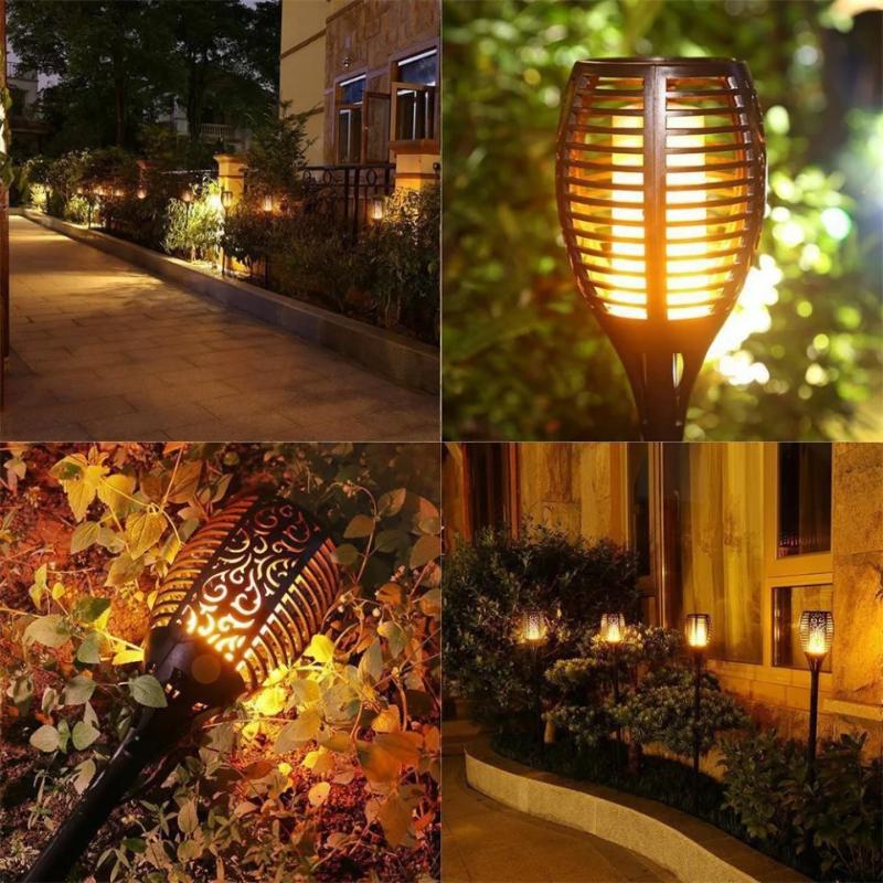 Set 10 x Lampa cu incarcare solara solara tip torta cu efect flacara 51.5 cm, Rezistenta la Apa