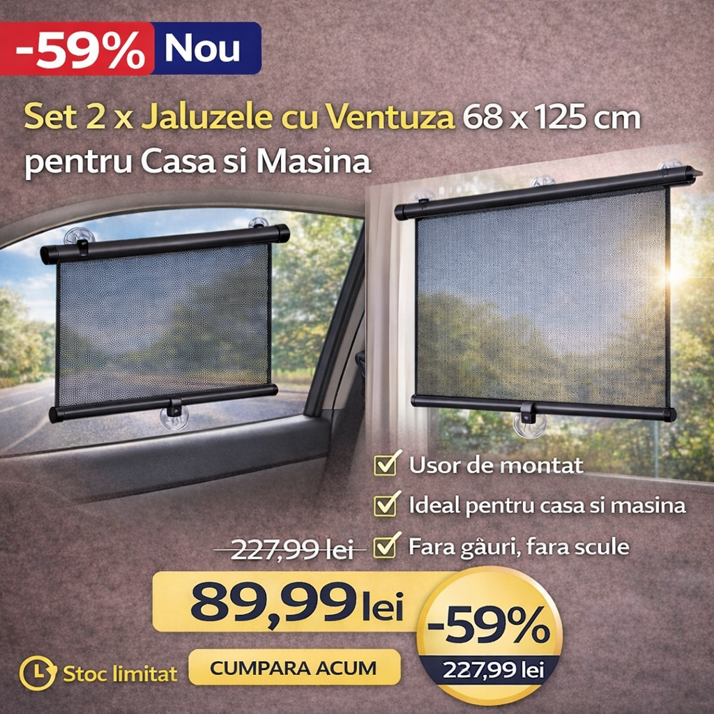 Set 2x Jaluzele cu Ventuza 68 x 125 cm