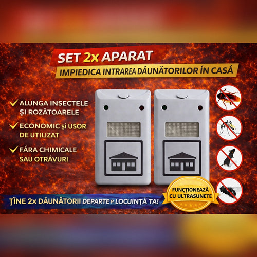 Set 2 Aparate Antidaunatori Cu Ultrasunete – Scapa Rapid De Gandaci Si Soareci