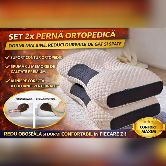Set 2 Perne Tricotate din Bumbac cu Protectie Cervicala pentru Gat, Ortopedice, Confortabile BAS