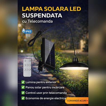Lampa Solara LED Suspendata cu Telecomanda XF-707 – Panou Solar Extern, Iluminat Exterior Curte