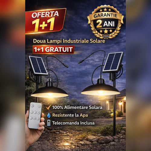 Set 2 x Lampa Solara LED Suspendata cu Telecomanda XF-707 – Panou Solar Extern, Iluminat Exterior Curte