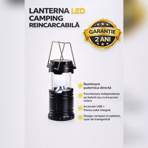 Lampa Solara LED Camping Shenyu, Reincarcabila, Portabila, Lumina Puternica 360°